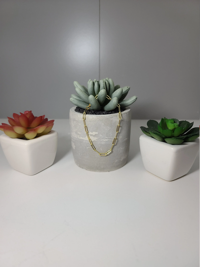 24K Gold-Filled Paperclip Chain Bracelet