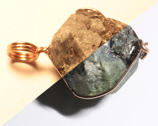 Green Chrysoberyl Pendant | 40 Ct Color Change Zimbabwe Alexandrite in 14K Rose Gold, To Purple Red Natural Crystal