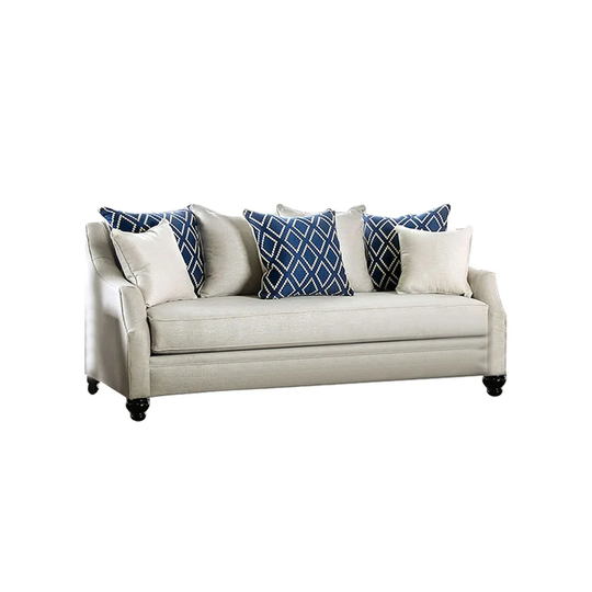 Burlap Weave Sofa with Single Cushion Seat Design in Ivory