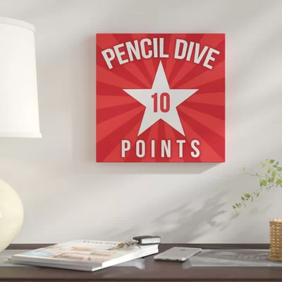 Varie Pencil Dive Swimming Pool - Wrapped Canvas Textual Art Print