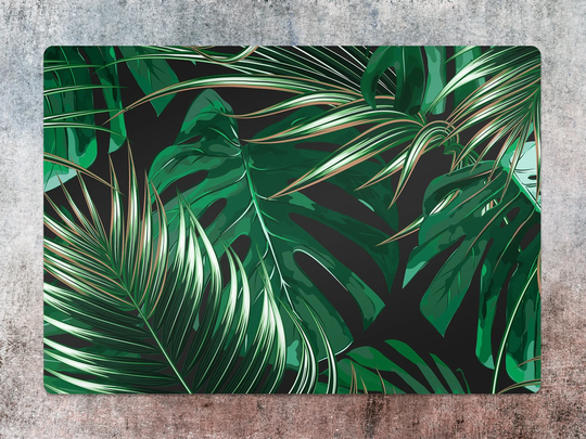 Monstera On Black Chair Mat, Green Vinyl Floor Protective Splat Pvc Area Rug, Comfort Game Room Rug