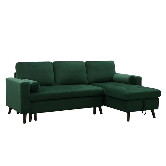88" Reversible Pull out Sleeper Sectional Sofa Bed,Corner Sofa-bed with Storage Chaise
