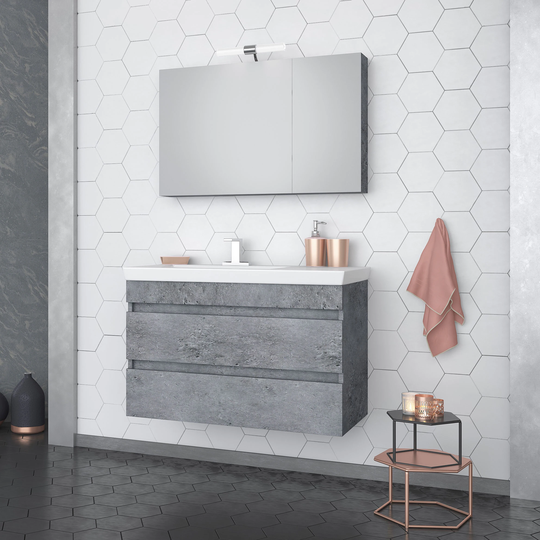 Rhea 32" Grey Wood Floating Vanity with Medicine Cabinet
