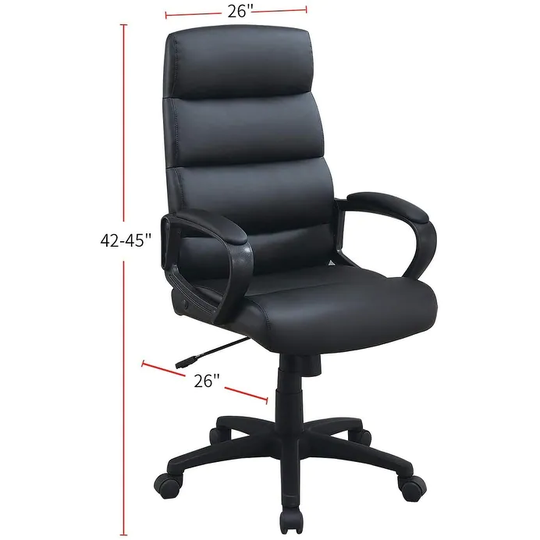 Black Faux leather Cushioned Upholstered 1pc Office Chair Adjustable Height Desk Chair