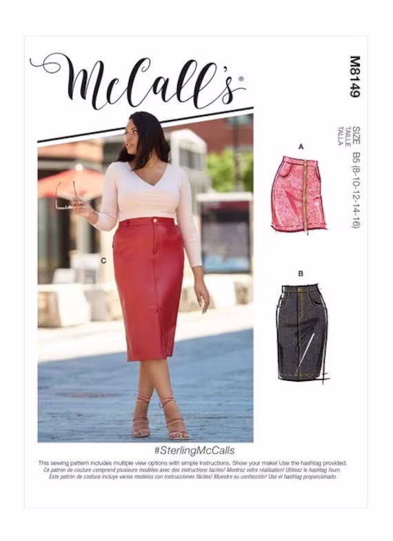 Mccall's 8149 Misses & Plus Size Close Fitting 5-Pocket Pencil Skirt Sewing Pattern, Multiple Length With Slit-Vent & Style Skirt