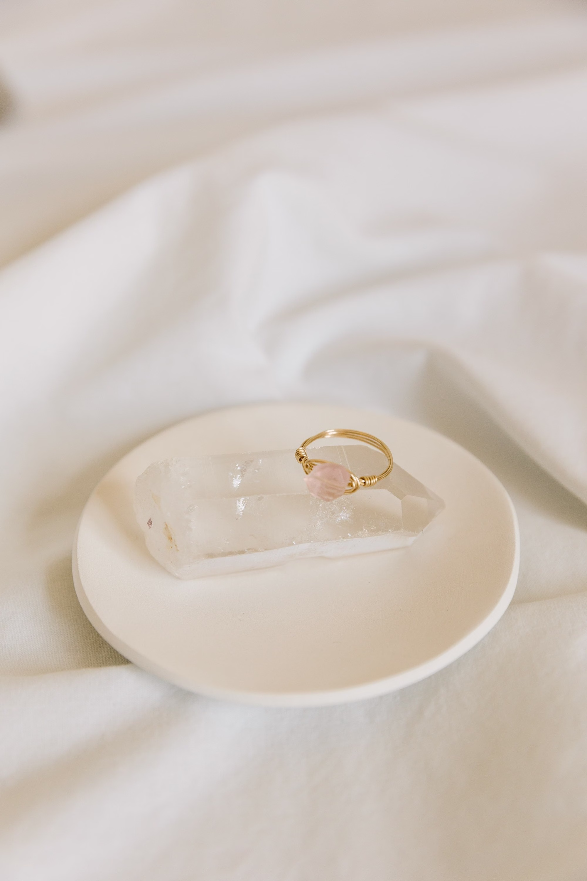Rose Quartz Ring/ Love Crystal Pink Minimalist Raw Statement Stacking Ring Valentines Gift For Her Girlfriend Jewelry