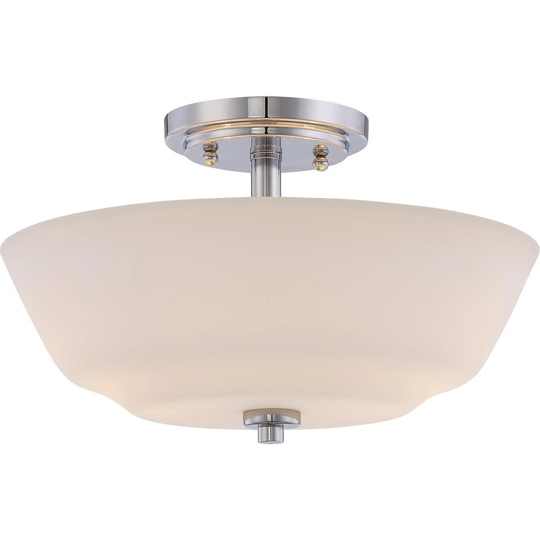 Willow - 2 Light Semi Flush Fixture with White Glass