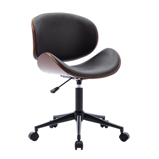 Black Bentwood Adjustable Office Chair , PU Leather Upholstery