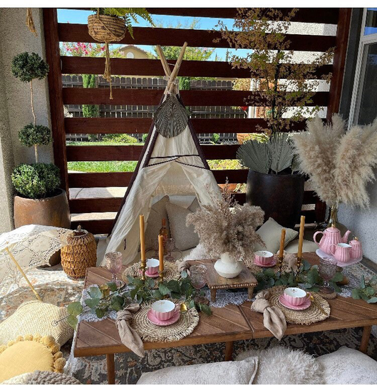 30/ 60 Inc, Boho Large Table, Wooden Picnic Camp, Folding Patio Foldable Table