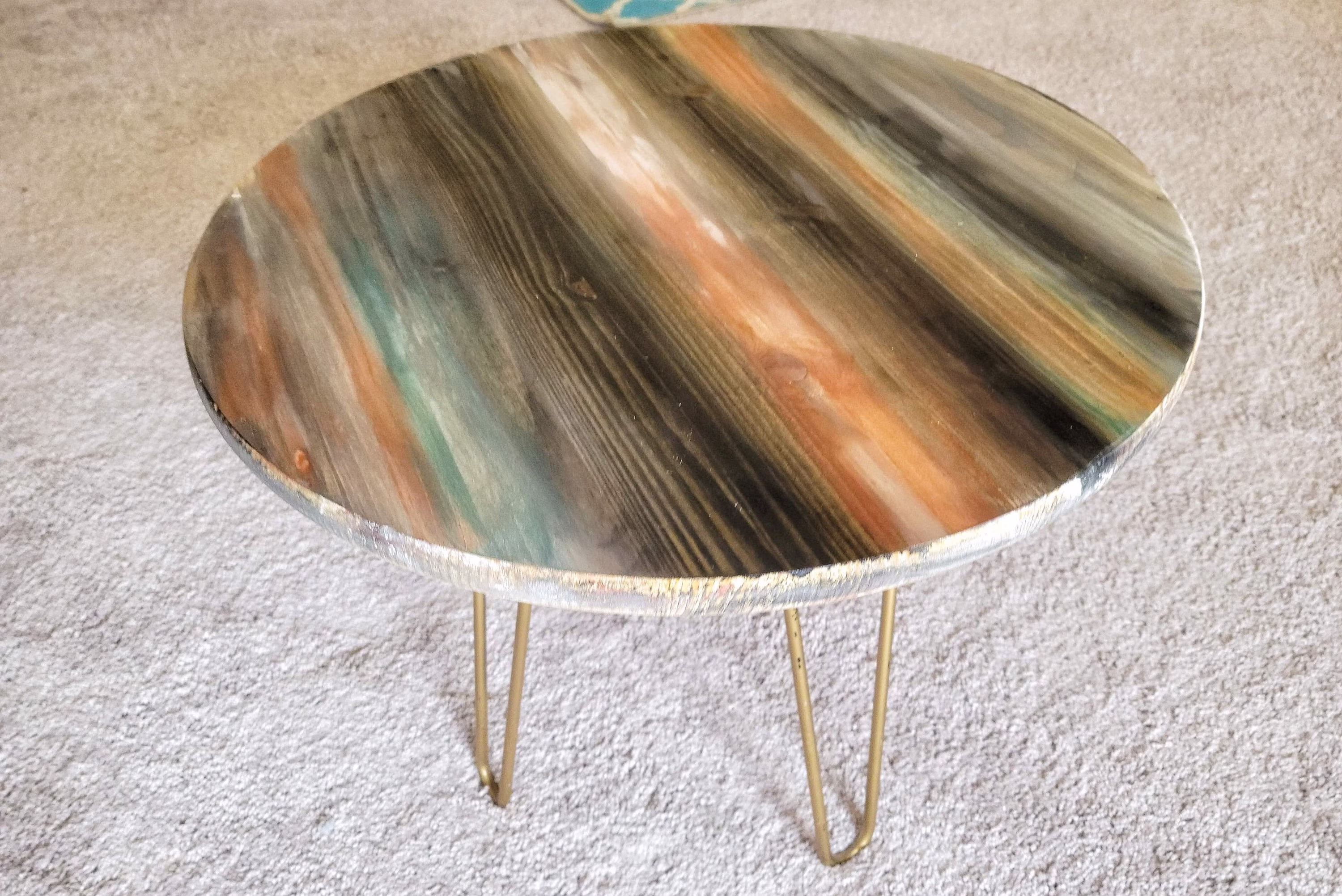 Coffee Or Side Table in Bohemian Ombré - Choice Of Black Or Gold Hairpin Legs