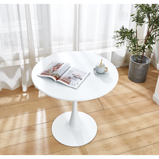 Modern Round Dining Table, 31.5" Diameter Solid Metal Base Coffee Table On-Site