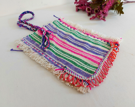 Antique Embroidery Small Bag, Glass Beaded Book Wall Hanging Hand Wowen Traditional Beads Art, Bag Gift Ideas - For Lady
