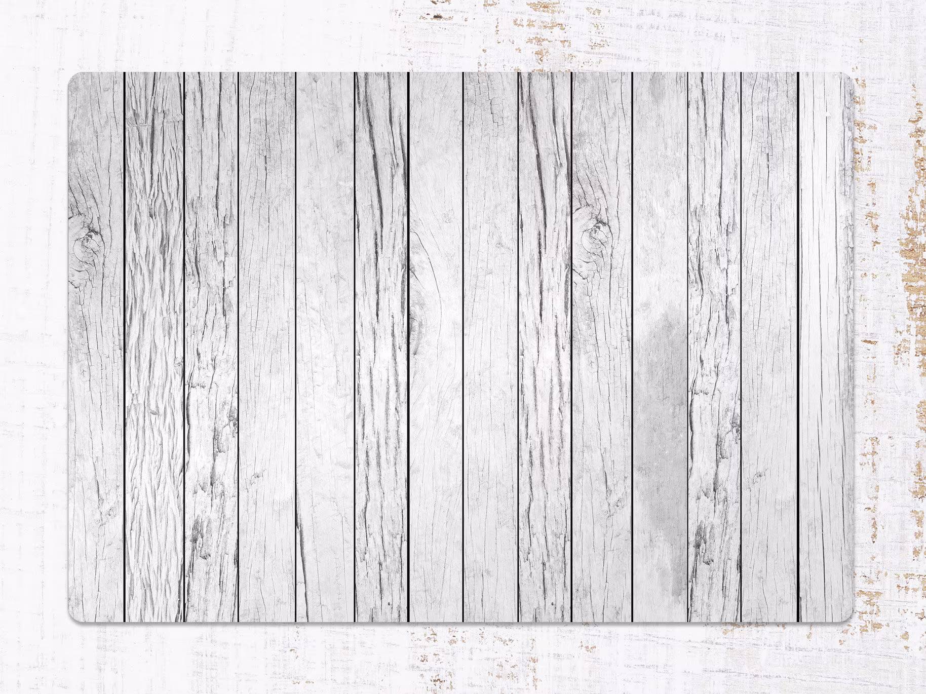Gray Wood Chair Mat, White Protective Splat Plank Vinyl Floor Office Decor, Room Rug, Gift Idea, Splash Mat