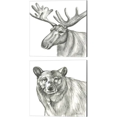 Watercolor Pencil Forest (Moose & Bear) By Kelsey Wilson, Canvas Art (Set Of 2)
