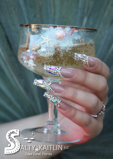 Rhinestone French Press On Gel Nails