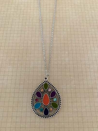 Multi Color Necklace, Colorful Jewelry, Pendant, Stone Mixed Necklace
