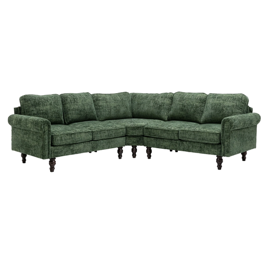 Polyester Upholstered L-shaped Sectional Sofa With Wood Legs