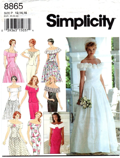 Simplicity 8865 Two Piece Bridal Bridesmaid Wedding Gown Pattern Size 12-16