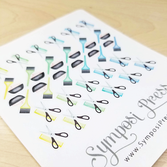 Cut & Color Hair Salon Stickers in "Tanager" - Watercolor Planner Stickers