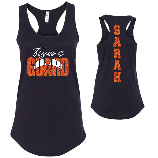 Custom Personalized Color Guard Glitter Design Next Level Women's Ideal Racerback Fitted Tank Top Amazing Spirit Wear Cheer Mom - 1.1533