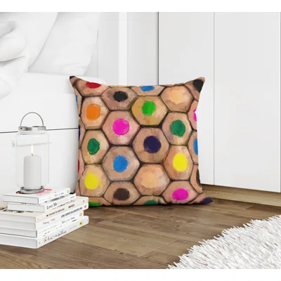 Jagger Colored Pencil Accent Cotton Throw Pillow