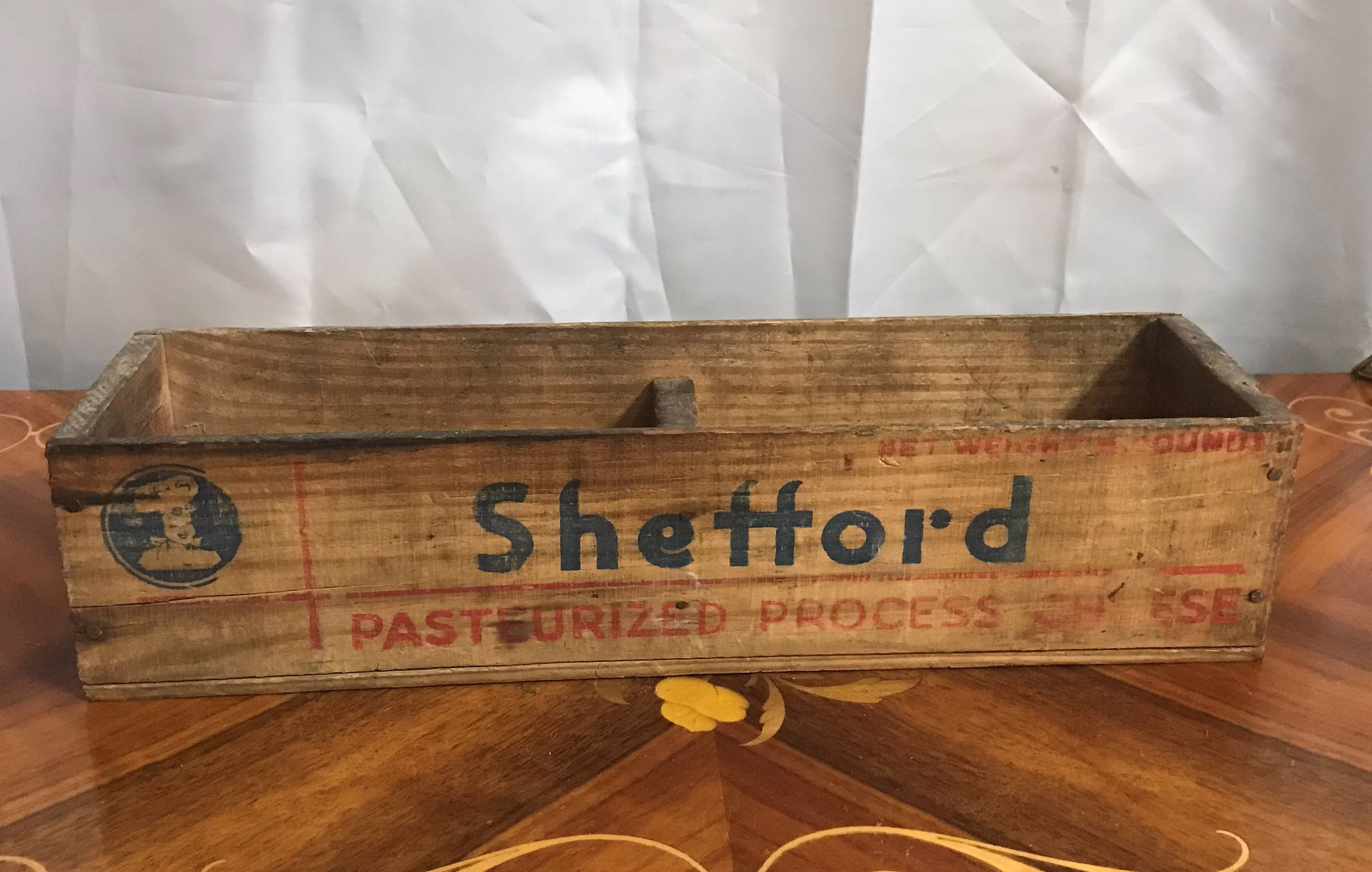 Vintage Double Shefford Cheese Wooden Shipping Box, Storage Collectible