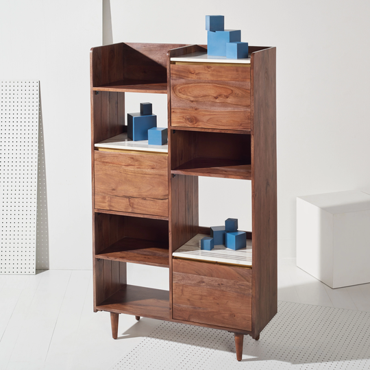 SAFAVIEH Couture Milana Marble Bookcase - 34.6" W x 13.8" L x 59.1" H