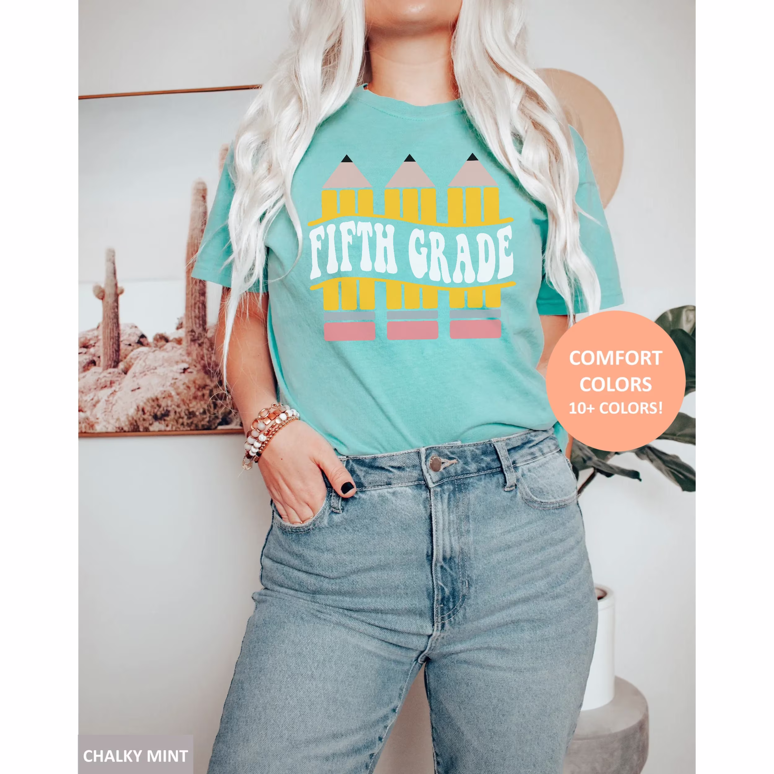 Fifth Grade Pencil Teacher Shirt, Comfort Colors Tee, Back To School Gift For Appreciation, Hello 5Th Teaching Outfit