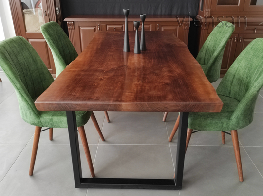 Solid Wood Dining Table, Industrial Live Edge Office Desk, Decor, Kitchen Table