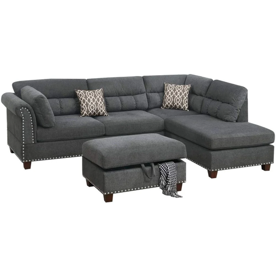 Upholstery L-Shaped Sectional Sofa with Reversible Chaise