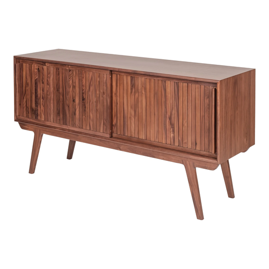 Aurelle Home Mid-Century Modern Sliding Door Solid Walnut Sideboard