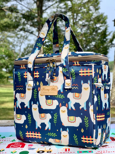Cute Navy Llama/Alpaca Insulated Lunch Bag For Women/Kids, Reusable Cooler School, Office, Outdoors, Premium Fabric, Ideal Gift Bts