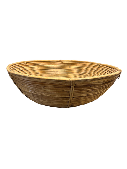 Vintage Pencil Reed Bowl in Style Of Gabriella Crespi, Midcentury