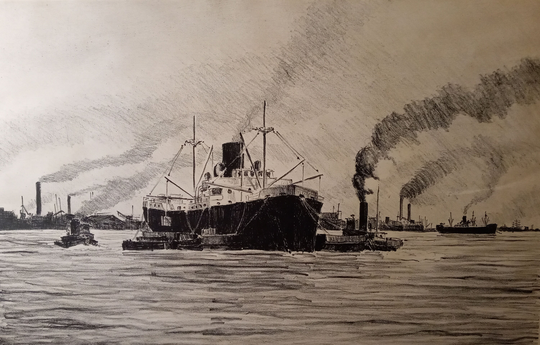 William Foster Wilmurt | American 1903-1980 "San Diego Harbor" Lithograph, 1931, Pencil Signed | Free Shipping