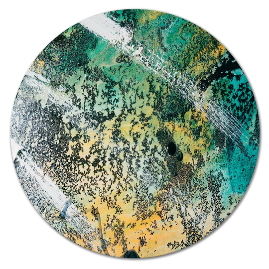 Designart 'Colorful Alcohol Ink Marble Blue And Yellow' Modern Metal Circle Wall Art