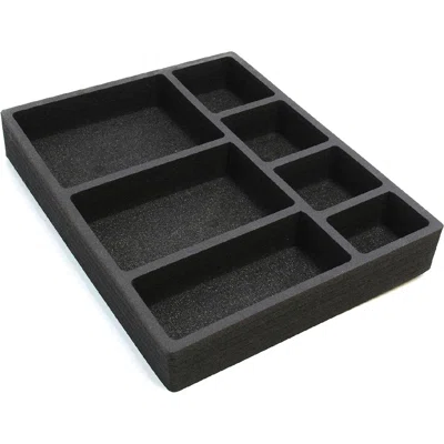 Drawer Organizer Non-Slip Waterproof Insert For Office Home Dorm Garage 11.5 X 14.5 X 2 Inches 7 Compartments Black Deep Pockets