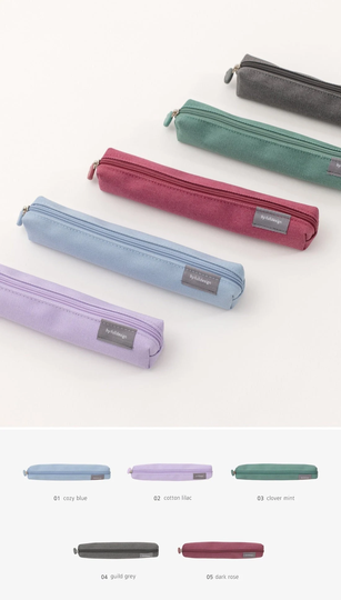 Slim Cotton Pencil Case V.6 [5Colors]/Pen Case Pouch Zipper Makeup Bag School Supplies