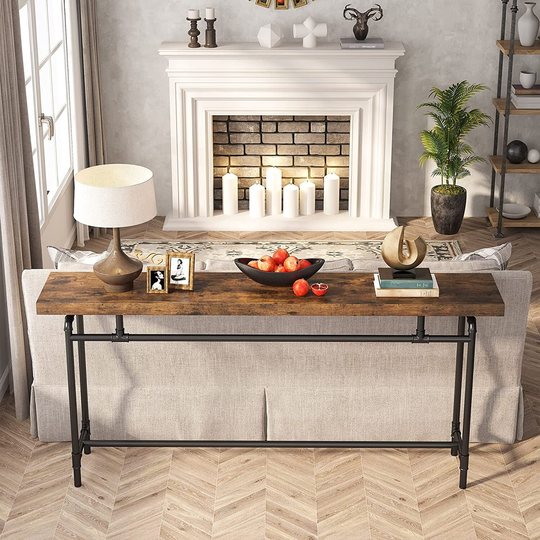70.9 Inches Long Entryway Table for Living Room, Wood Sofa Table - 11.81"D x 70.85"W x 35.43"H