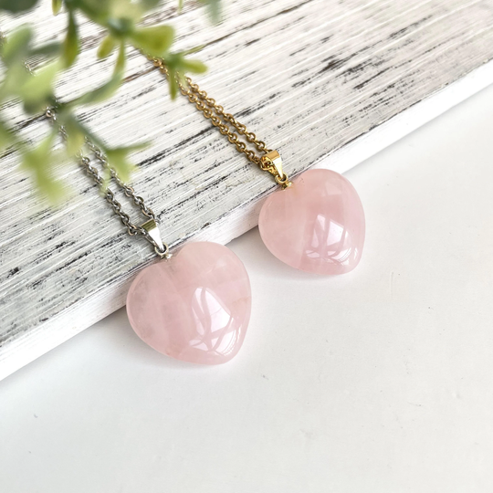Rose Quartz Necklace, Heart Pendant, Pink Delicate Layering Jewelry, Gift For Her, Love Mom Her