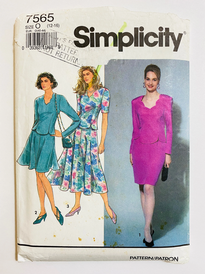 Butterick 7565 Bust 34" 36" 38" Vintage 1990S Sewing Pattern 1991 90S Top Blouse Pencil Skirt Midi