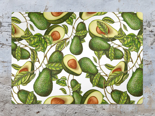 Avocado Branch Chair Mat, White Protective Green Splat Fruits Vinyl Floor Pvc Area Rug, Gift Idea, Splash Mat