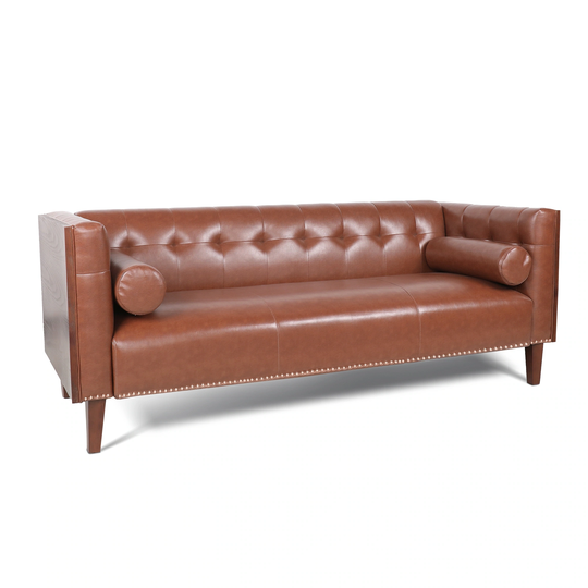 Wooden Decorated Arm Sofa with 3 Seater