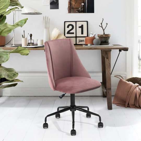 Pink Velvet Upholstered Home Office Chair