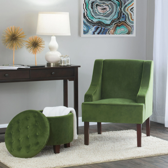 Porch & Den Lyric Velvet Swoop Arm Accent Chair