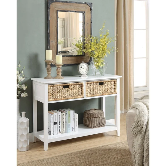 Flavius Console Table with 2 Drawers, White