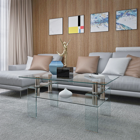 Tempered Glass Coffee Table Clear Table Transparent Coffee Table