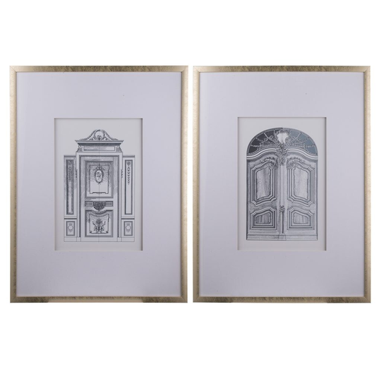 2 Black White Artistic Style Rectangular Architectural Wall Arts 31.5"