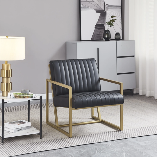 Retro Modern Tufted Upholstery Steel Frame Arm Chair