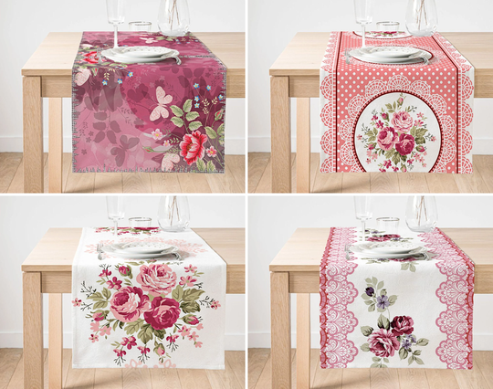 Dusty Pink Color Table Decor, Light Rose Cover, Blush Flower Kitchen Runner, Decorative Cloth, New House Gift, Home Decor