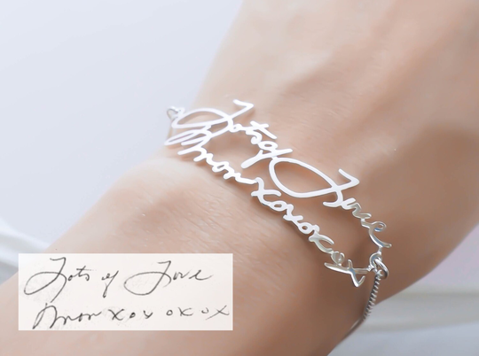 Handwriting Bracelet Personalized Jewelry in Sterling Silver Signature Charm Grandma Gift Mother's Gift Bh01